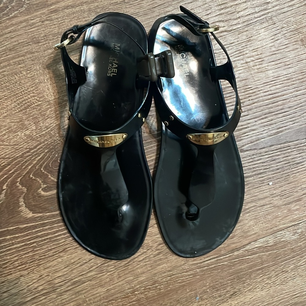 Michael Michael Kors Black Thong PVC Sandals Sz 8 M VGUC